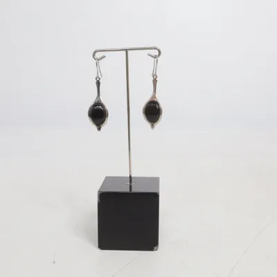 Earrings (Silver, Black) Unknown metal