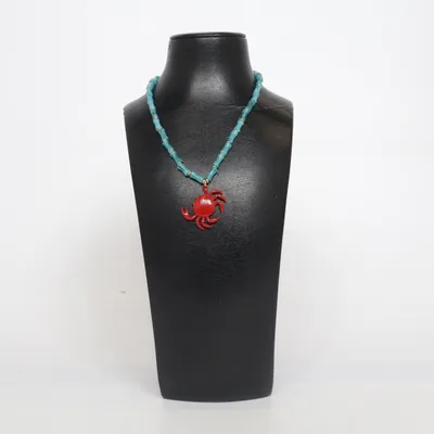 Halsband (Turkos, Röd, Guldfärgad) Okänd metall