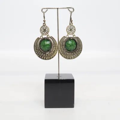 Örhängen (Grön, Guldfärgad) Okänd metall