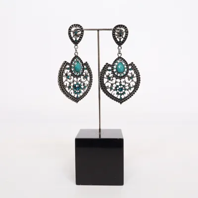 Örhängen (Silverfärgad, Blå) Okänd metall