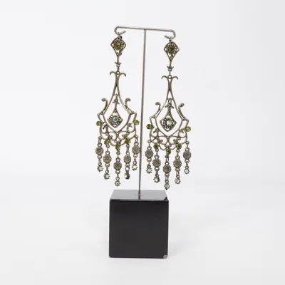 Earrings (Green, Gold) Unknown metal