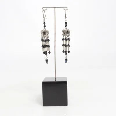 Earrings (Black, Silver) Unknown metal