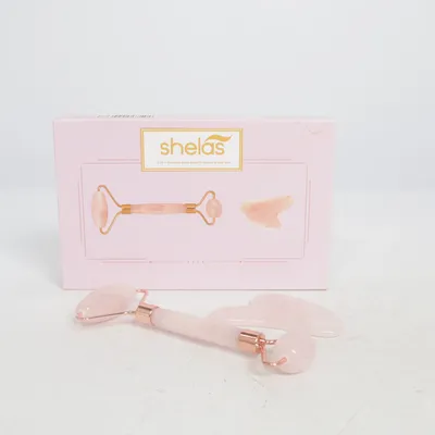 Outils de massage du visage (Premium Rose Quartz Roller & Gua Sha) de Shelas