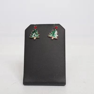 Earrings (Green, Red, Gold) Unknown metal