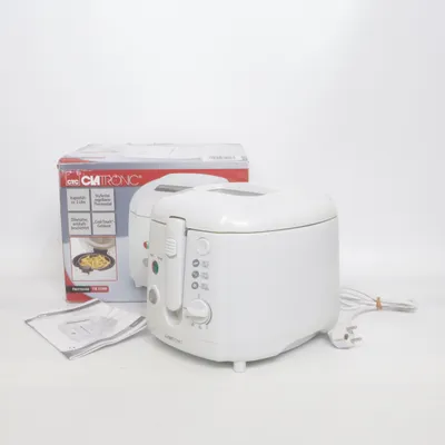 Friteuse (Clatronic Fritteuse FR 3390 | 2L Cool-Touch weiß – OVP & Anleitung) von Clatronic