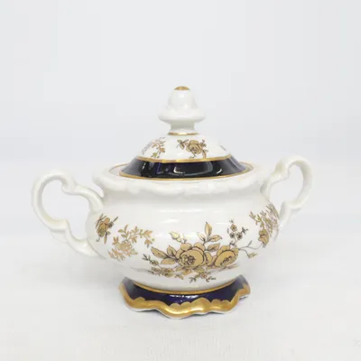 Sockerskål (Vit, Svart, Guldfärgad) från Weimar Porzellan