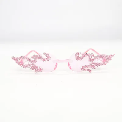 Costume accessories (festival sunglasses, rhinestone sunglasses, pink sunglasses, bling sunglasses, glitter sunglasses, sparkly glasses, crystal sunglasses, statement sunglasses, novelty sunglasses, costume sunglasses, party sunglasses, rave sunglasses, clubwear sunglasses, y2k sunglasses, retro sunglasses, aesthetic sunglasses, instagram style sunglasses, tiktok style sunglasses, rimless sunglasses, frameless sunglasses, unique shape sunglasses, designer style sunglasses, edgy sunglasses, bold fashion sunglasses, glam sunglasses, luxury look sunglasses, eye catching sunglasses, womens sunglasses, unisex sunglasses, trendy eyewear, streetwear sunglasses, fashion accessories, cosplay glasses, carnival glasses)