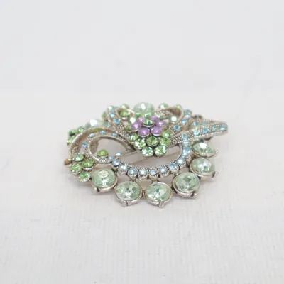 Brosch (Grön, Blå, Lila) Okänd metall