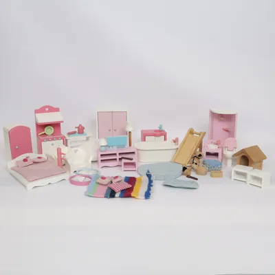 Dukkehus møbler (Hvid, Flerfarvet, Pink)