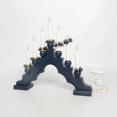 Elektrisk adventsljusstake (Blå, Vit)