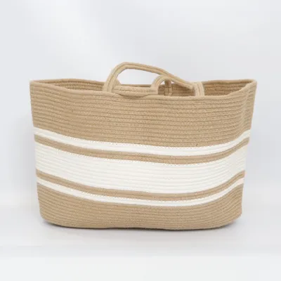 Strandväska (Beige, Vit)