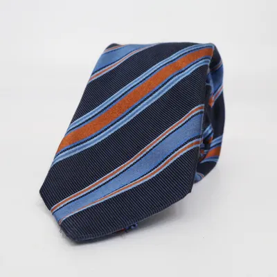 Cravate (Bleu, Orange) de Hemley Soie, Laine