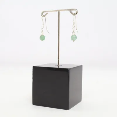 Earrings (Silver, Green) Unknown metal
