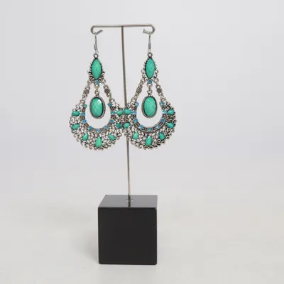 Boucles d'oreilles (Turquoise, Argent) Métal inconnu