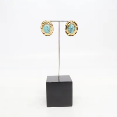 Boucles d'oreilles (Turquoise, Or) Acier inoxydable, Plaqué or