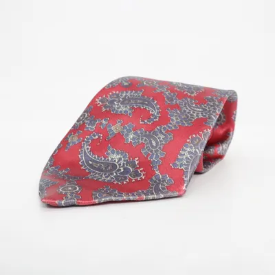 Cravate (Rouge, Bleu) de Gold City Soie