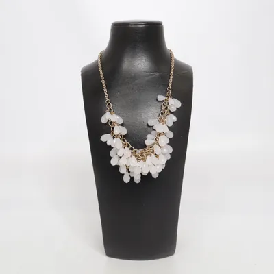 Necklace (Gold, White) from Claire's Unknown metal
