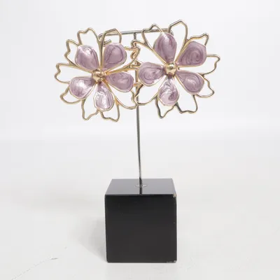 Boucles d'oreilles (Violet, Or) Métal inconnu
