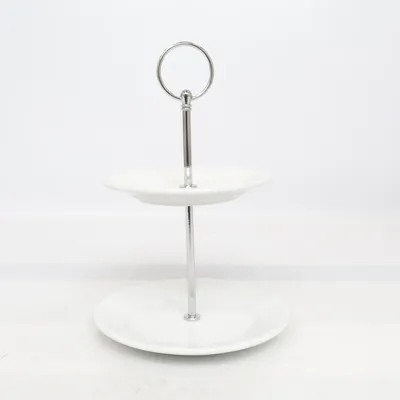 Tiered plate stand (White, Silver)