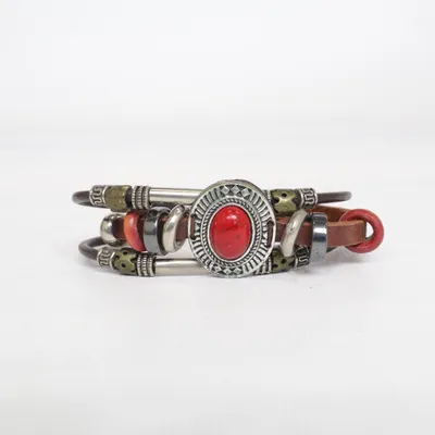 Bracelet (Brown, Silver, Red) from Stainless Unknown metal