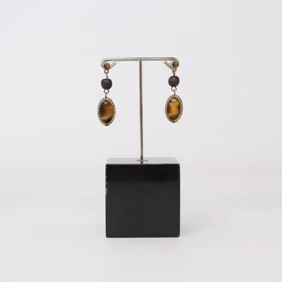 Oorbellen (Zwart, Beige) Onbekend materiaal