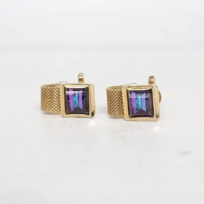 Cufflinks (Gold, Purple, Blue) Unknown metal