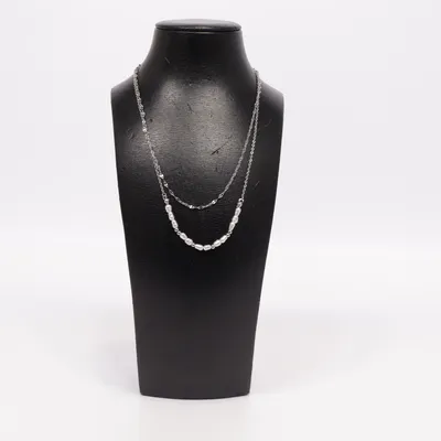 Necklace (Silver, White) from Steel Unknown metal