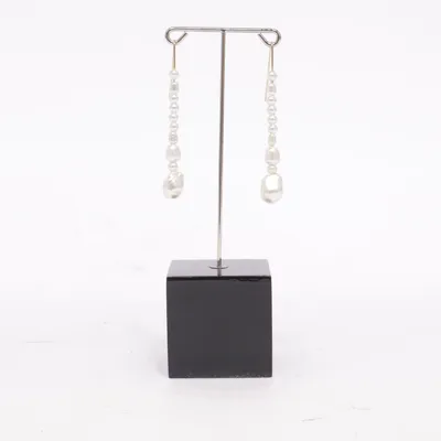 Earrings (White, Gold) Unknown metal