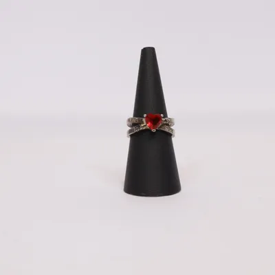 Ring (Silverfärgad, Röd) Silver