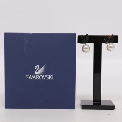 Earrings (Black, White) from Swarovski Unknown metal