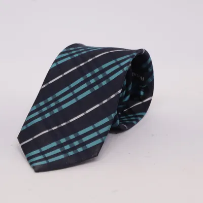 Cravate (Bleu, Turquoise, Blanc) de Royal class Coton, Polyester, Soie