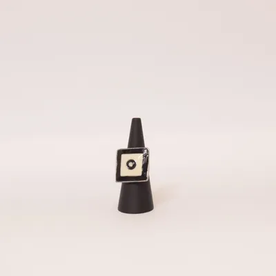 Ring (Svart, Vit) Okänd metall