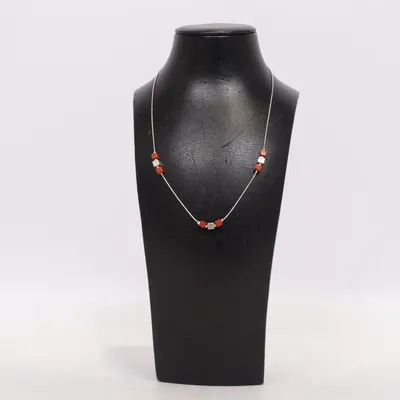 Necklace (Red, Silver) Silver