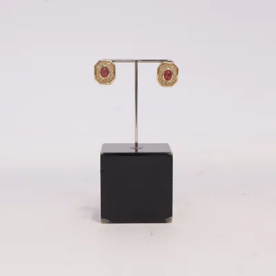 Clip on earrings (Gold, Red) from Christian Dior Unknown metal