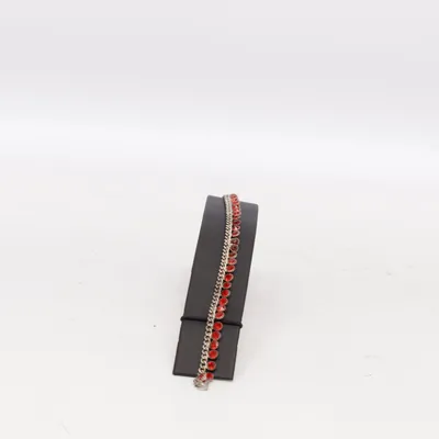 Anklet (Red, Silver) Unknown metal