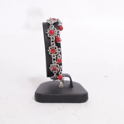 Anklet (Silver, Red) Unknown metal