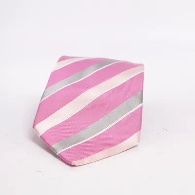 Cravate (Rose, Gris, Blanc) de Benvenuto. Soie