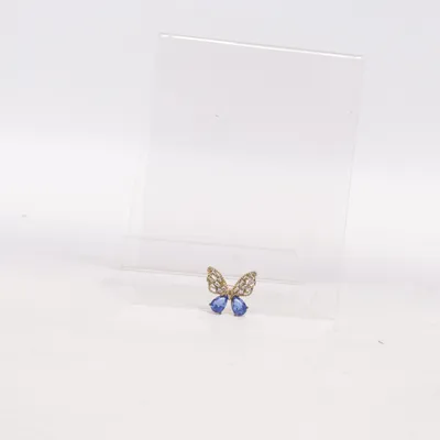 Brosch (Blå, Silverfärgad) Okänd metall