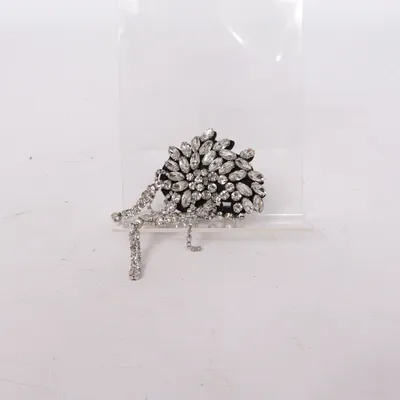 Brosch (Silverfärgad, Transparent) Okänd metall