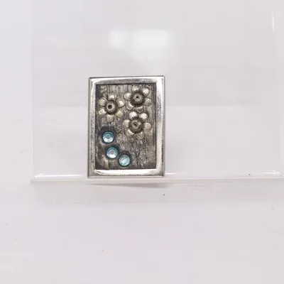 Brosch (Grå, Blå) Okänd metall