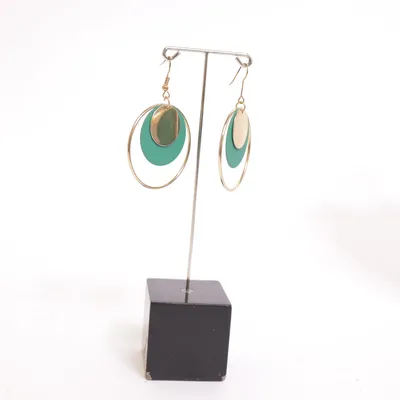 Earrings (Green, Gold) Unknown metal
