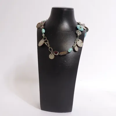 Necklace (Silver, Turquoise, Red) from Imagine Unknown metal
