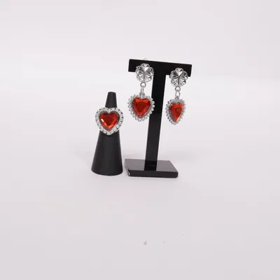 Parure de bijoux (Rouge, Argent) Plastique
