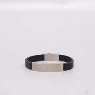 Armband (Zwart, Zilver) Roestvrij staal, Leer