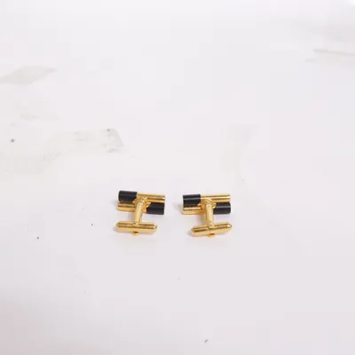 Manschettknappar (Guldfärgad, Svart) Okänd metall