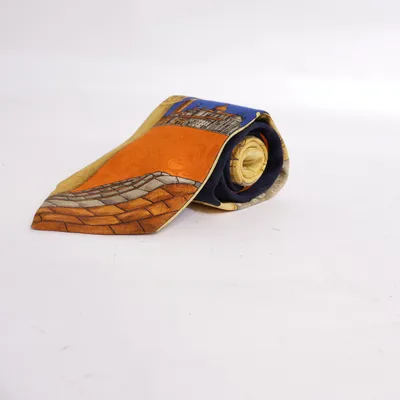 Tie (Blue, Orange, Gray) from Carnaval de Venise Silk