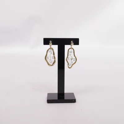 Earrings (Gold, White) Unknown metal