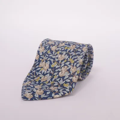 Tie (Blue, Yellow, Beige) from Hermès Silk