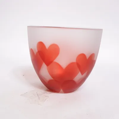 Schaal (Wit, Rood) van Sea Glasbruk