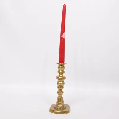 Ljusstake (Röd, Guldfärgad) Mässing